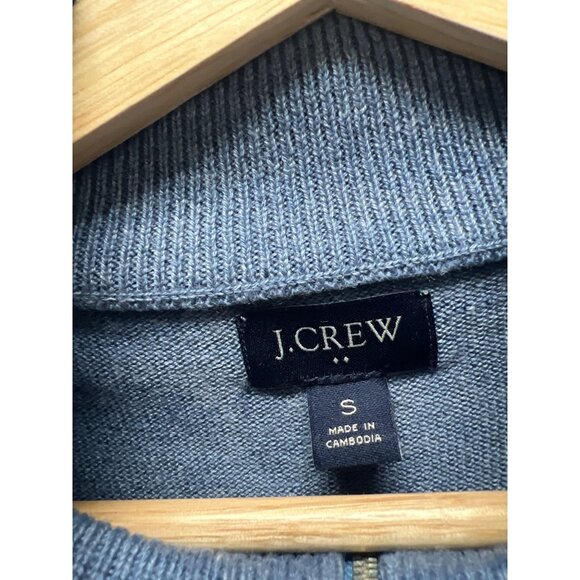 J. Crew Medium Blue Merino Wool Quarter Zip Sweater - Picture 4 of 7